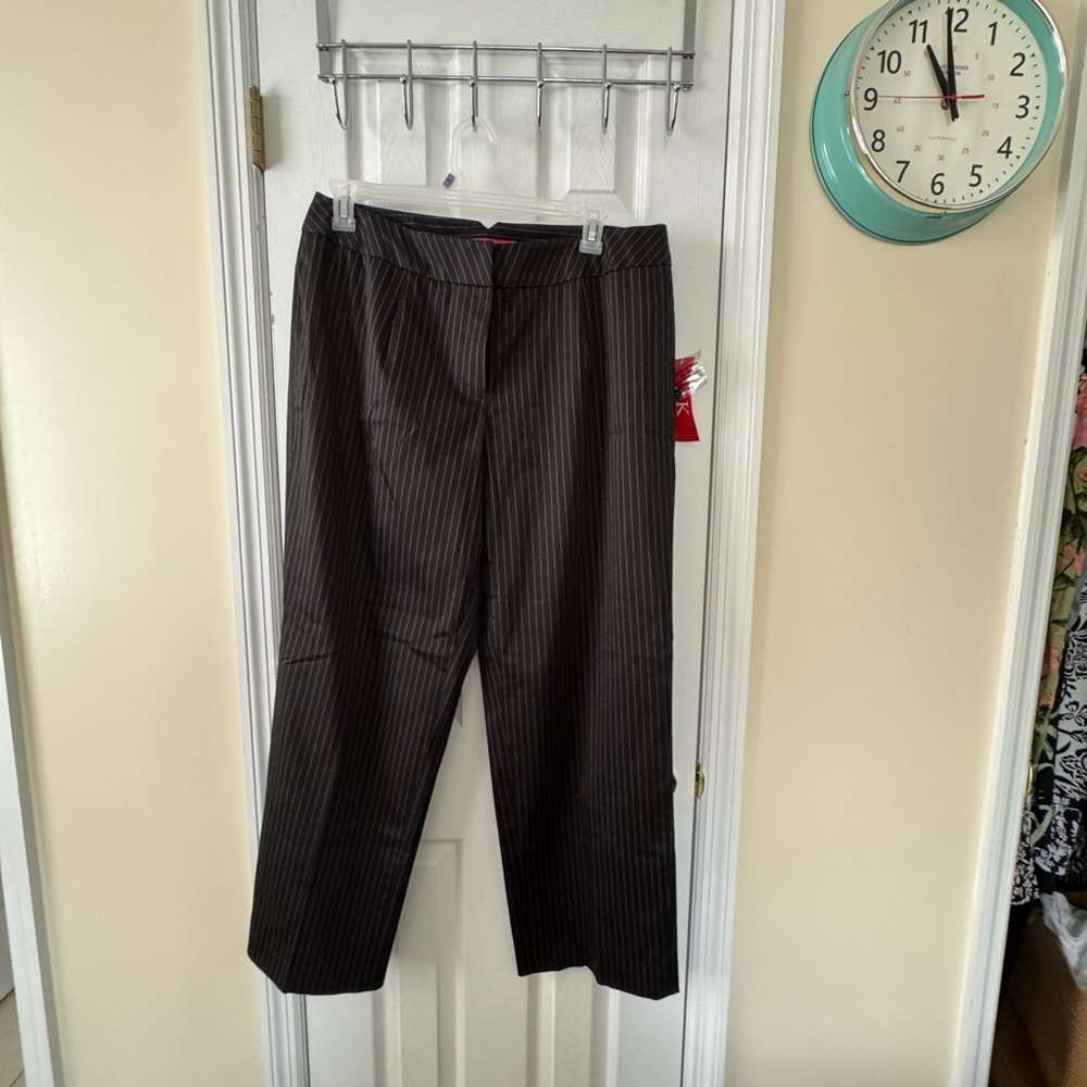 Anne Klein pinstripe Black Straight-Leg Dress Pants